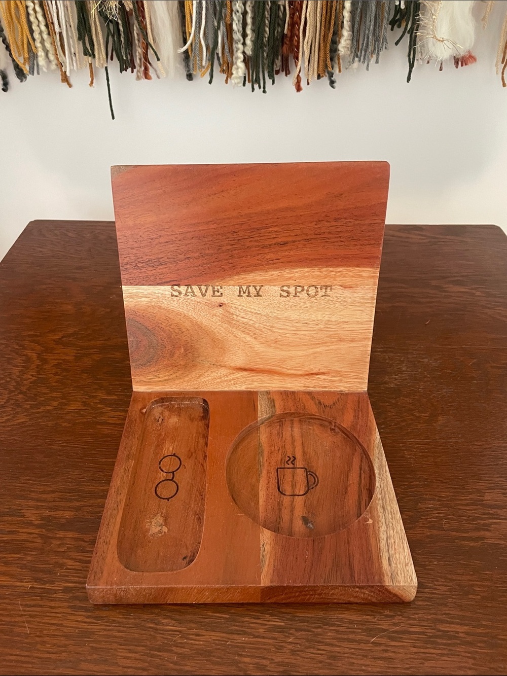 Wood Desk Organizer Holder "Save My Spot" - Natural Wood